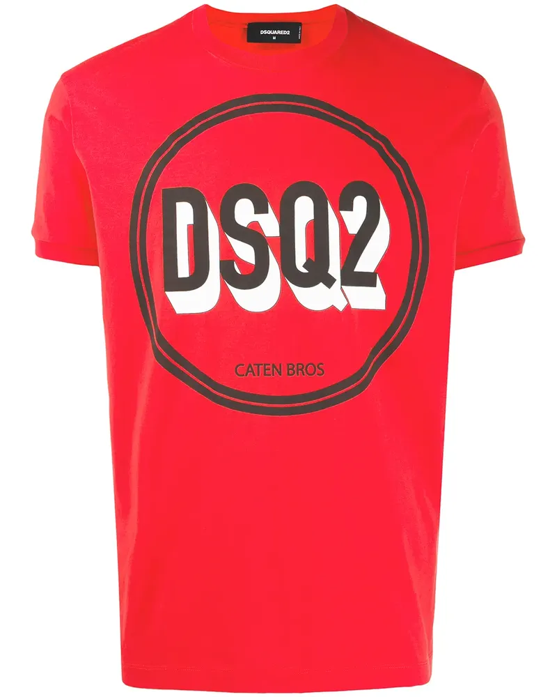 Dsquared2 T-Shirt mit rundem Logo - Rot Rot