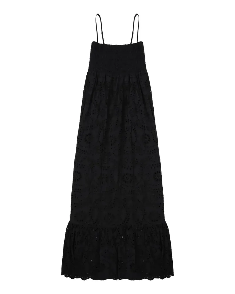 MC2 Saint Barth broderie-anglaise smocked midi dress - Schwarz Schwarz