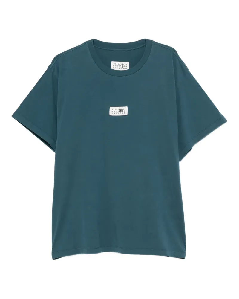Maison Margiela T-Shirt mit Logo-Patch - Blau Blau