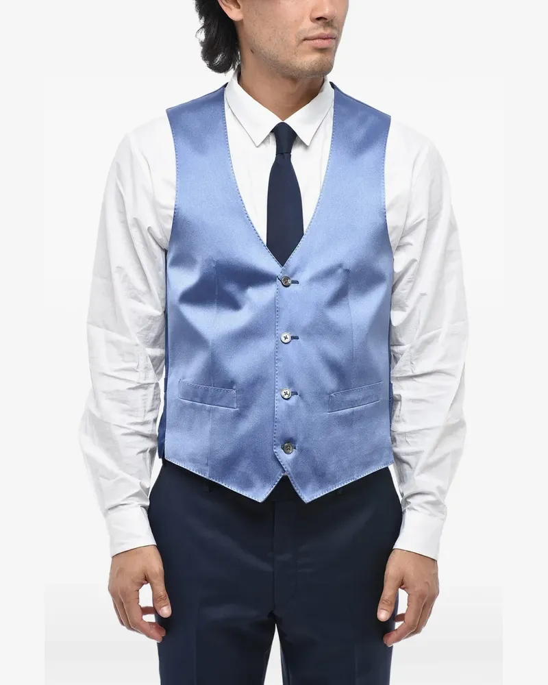 Corneliani Cerimonia Academy silk satin waistcoat - Blau Blau