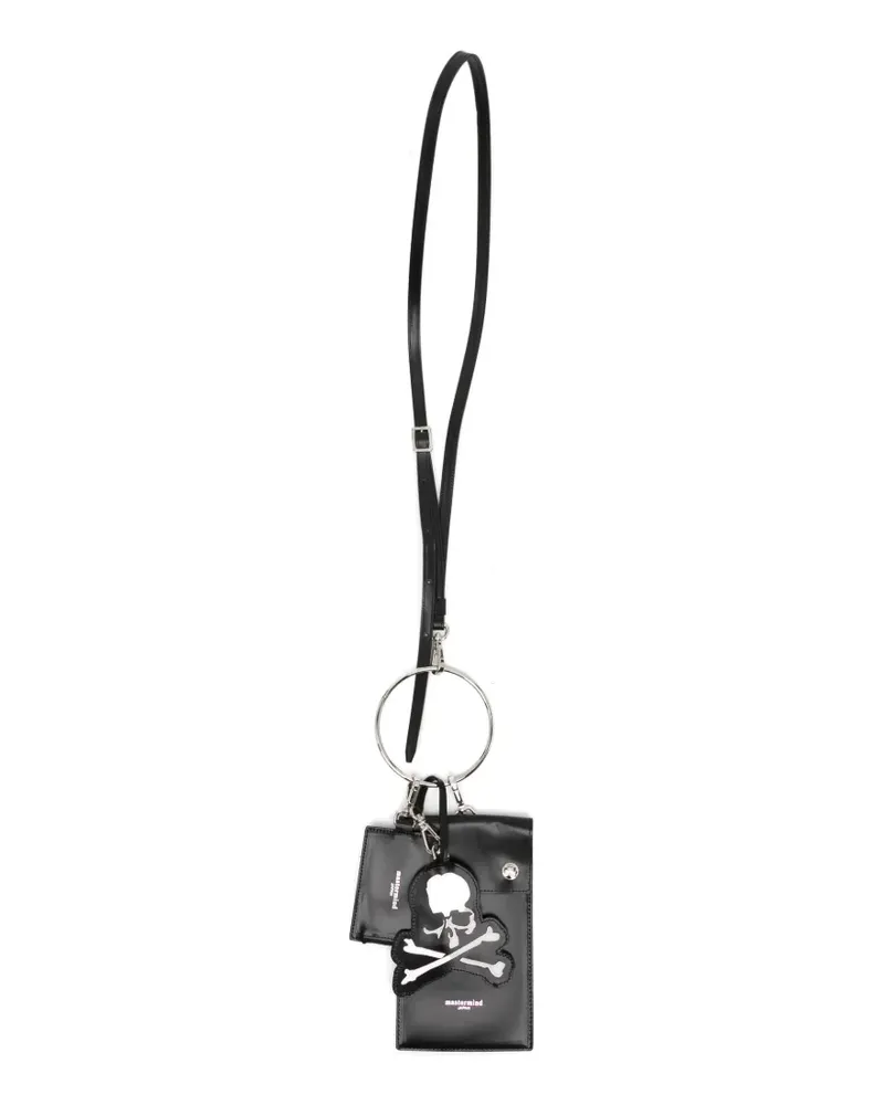 Mastermind Japan Kartenetui mit Trageband und Totenkopf-Patch - Schwarz Schwarz