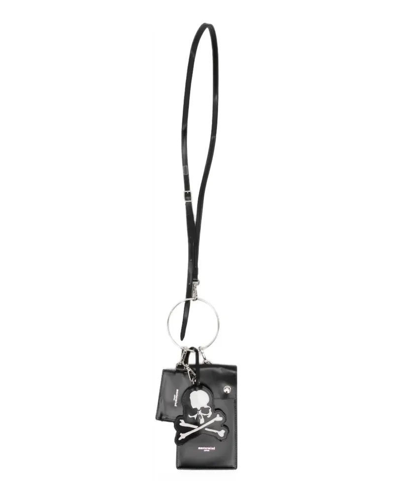 Mastermind Japan Kartenetui mit Trageband und Totenkopf-Patch - Schwarz Schwarz