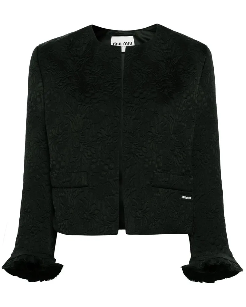 Miu Miu Cropped-Jacke aus blumigem Matelassé - Schwarz Schwarz
