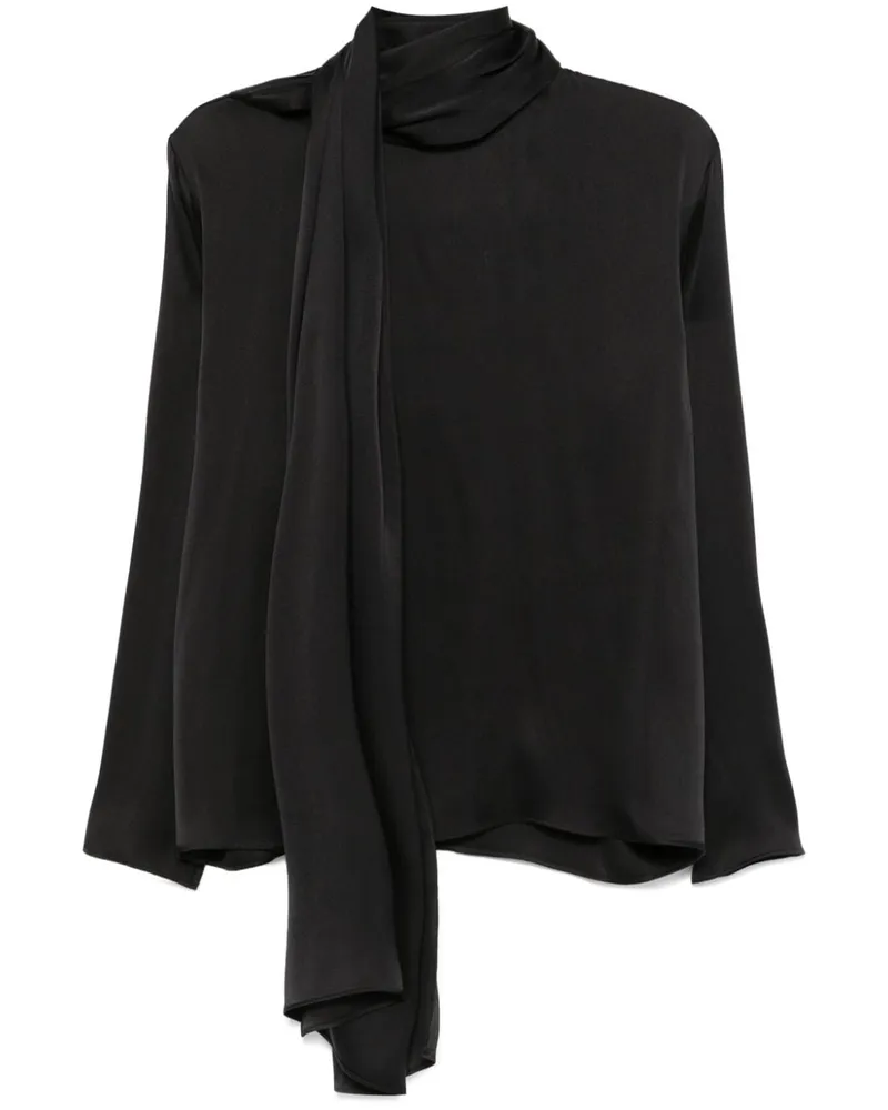 Magda Butrym Klassische Satinbluse - Schwarz Schwarz