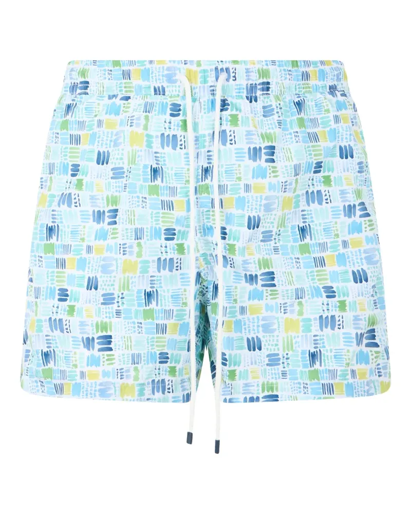 Fedeli abstract-print drawstring swim shorts - Blau Blau