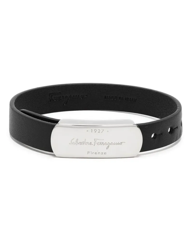 Ferragamo Lederarmband mit Logo-Gravur - Schwarz Schwarz