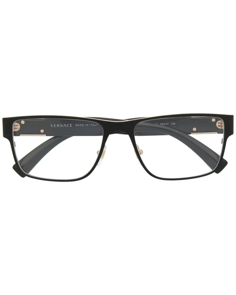 Versace Eckige Brille mit Logo-Schild - Schwarz Schwarz