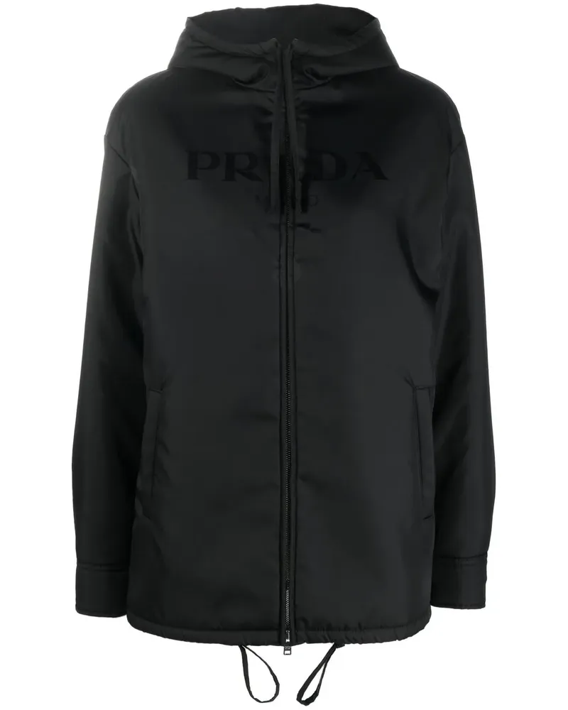 Prada Re-Nylon Sportjacke mit Kapuze - Schwarz Schwarz