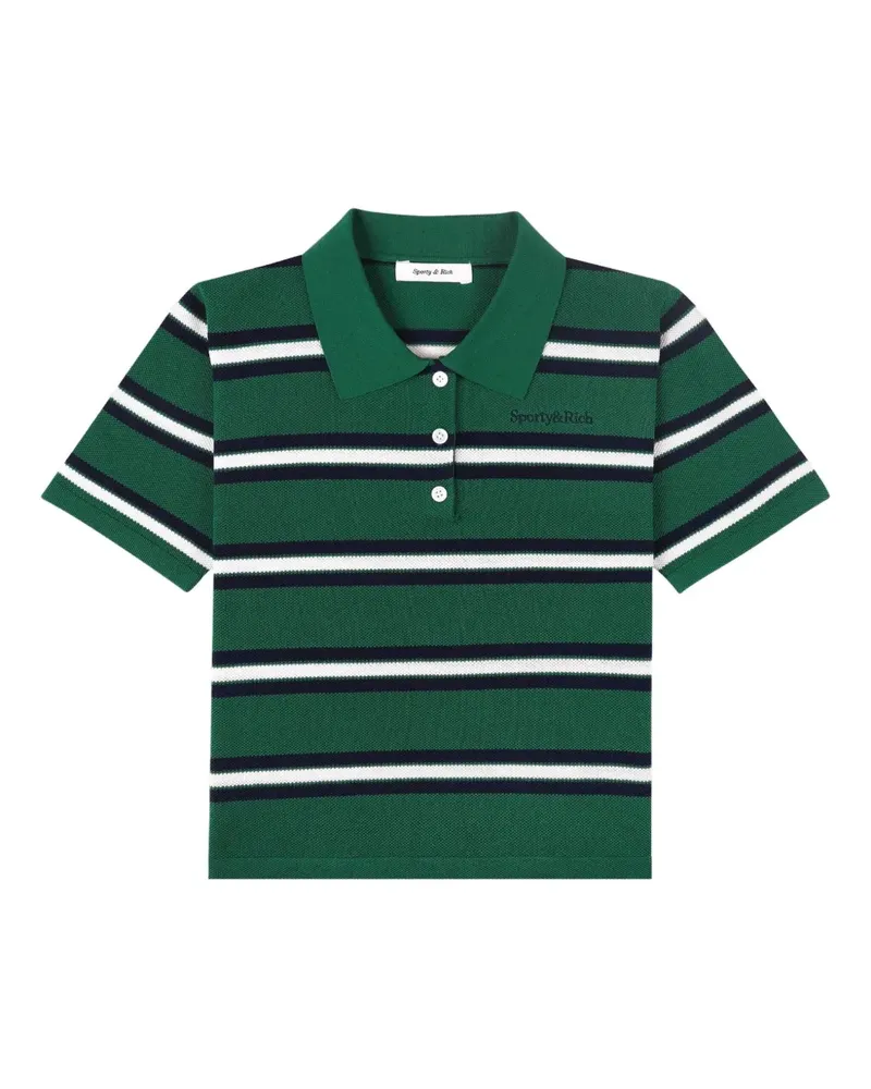 SPORTY & RICH Gestreiftes Poloshirt - Grün Grün