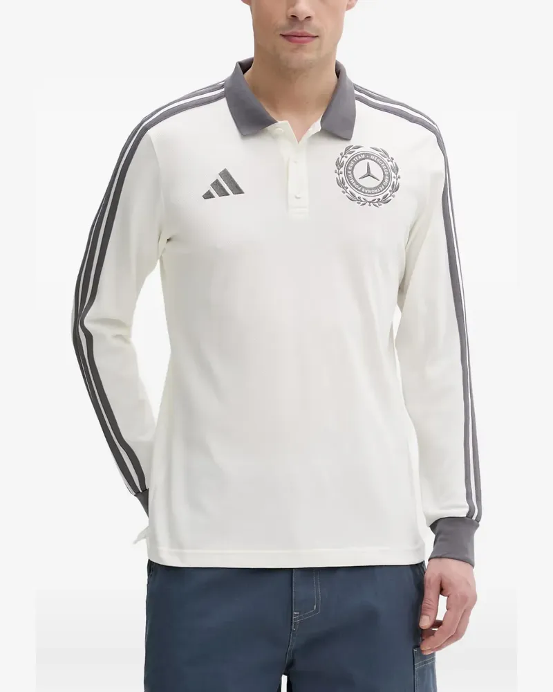 adidas Mercedes logo-embroidered long-sleeve polo shirt - Nude Nude