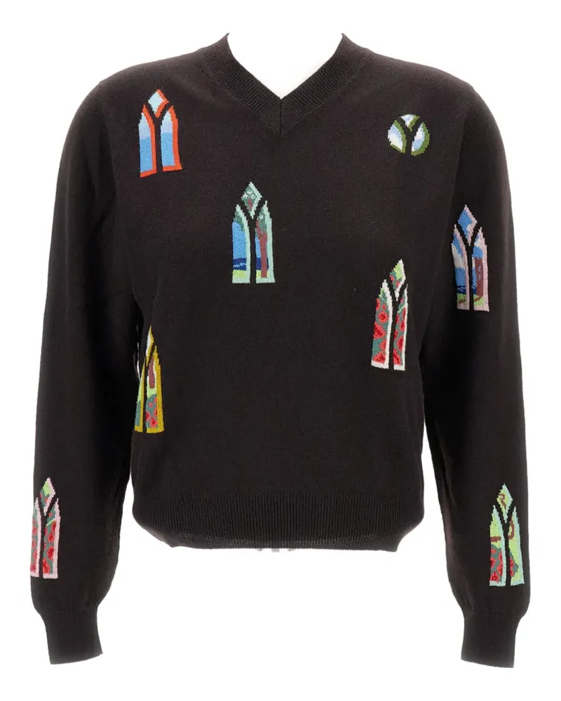 Barrie Pullover mit geometrischem V-Ausschnitt - Braun Braun