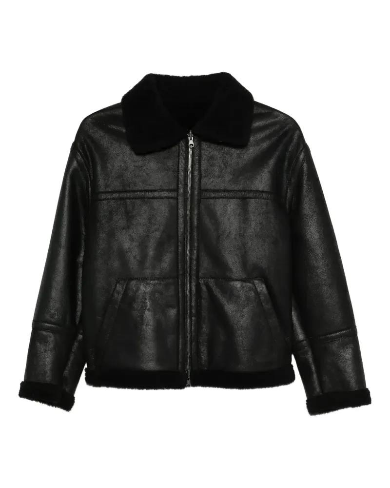 Salvatore Santoro Lederjacke mit Shearling-Kragen - Schwarz Schwarz