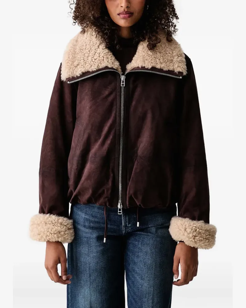 Marc O'Polo shearling-trim suede jacket - Braun Braun