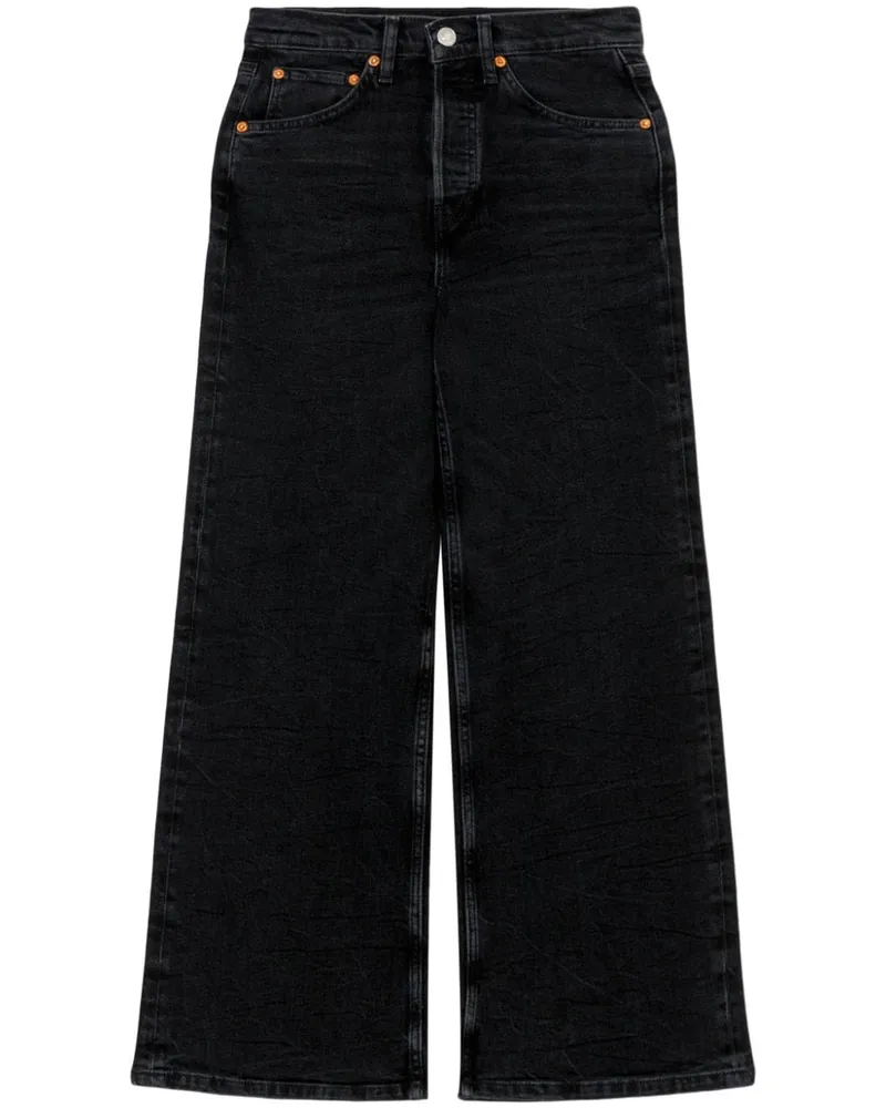 RE/DONE Weite Cropped-Jeans - Schwarz Schwarz