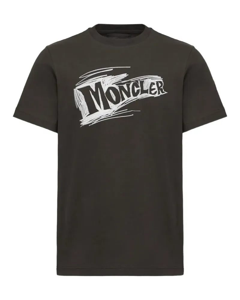 Moncler T-Shirt mit Logo-Print - Schwarz Schwarz