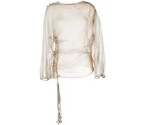 Seidenbluse mit Sheer-Effekt - Grau