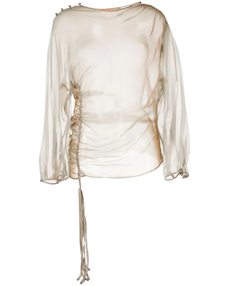 REJINA PYO Seidenbluse mit Sheer-Effekt - Grau Grau