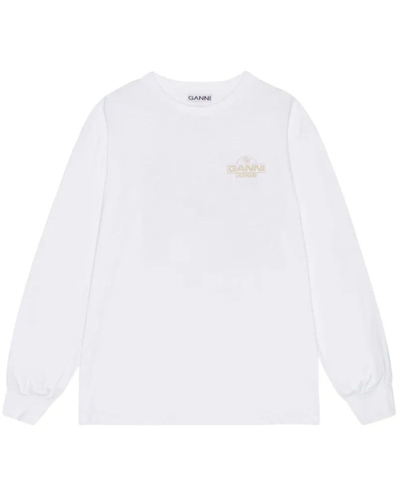 Ganni Sweatshirt mit Logo-Print - Weiß Weiß