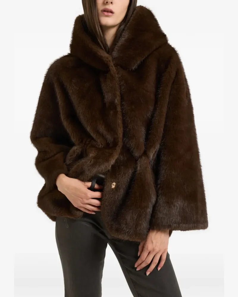 Bully Kapuzenjacke aus Faux Fur - Braun Braun