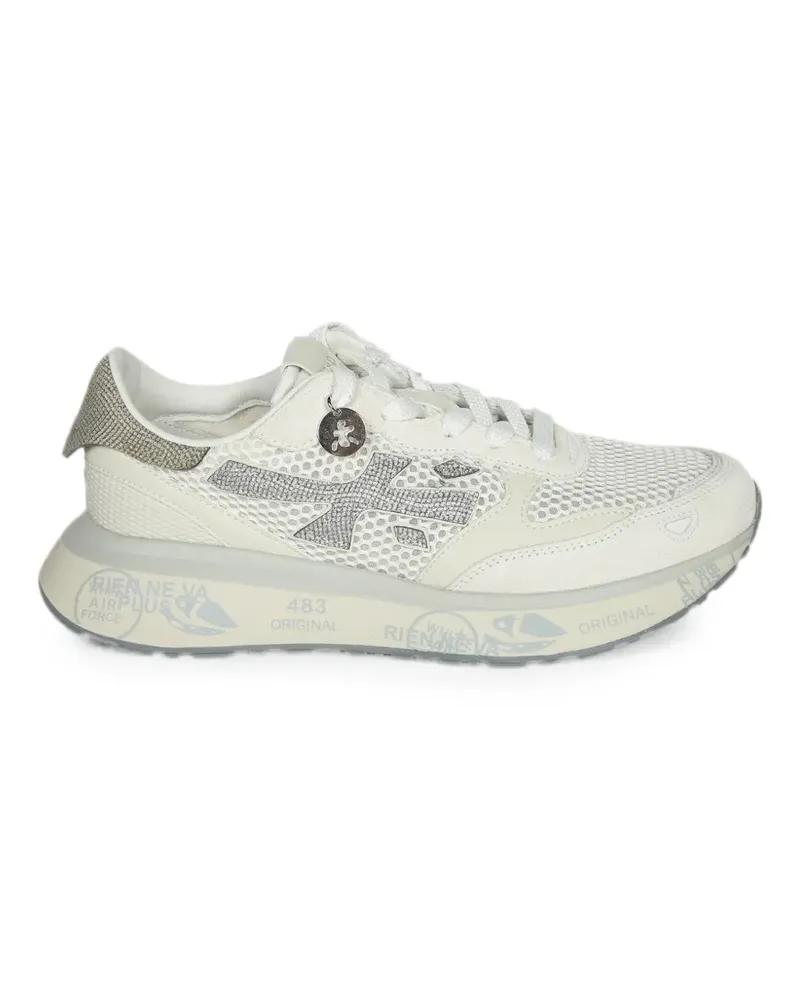 Premiata mesh-panelled crystal-embellished sneakers - Nude Nude