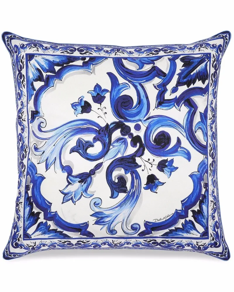 Dolce & Gabbana Gemustertes Seidenkissen - Blau Blau