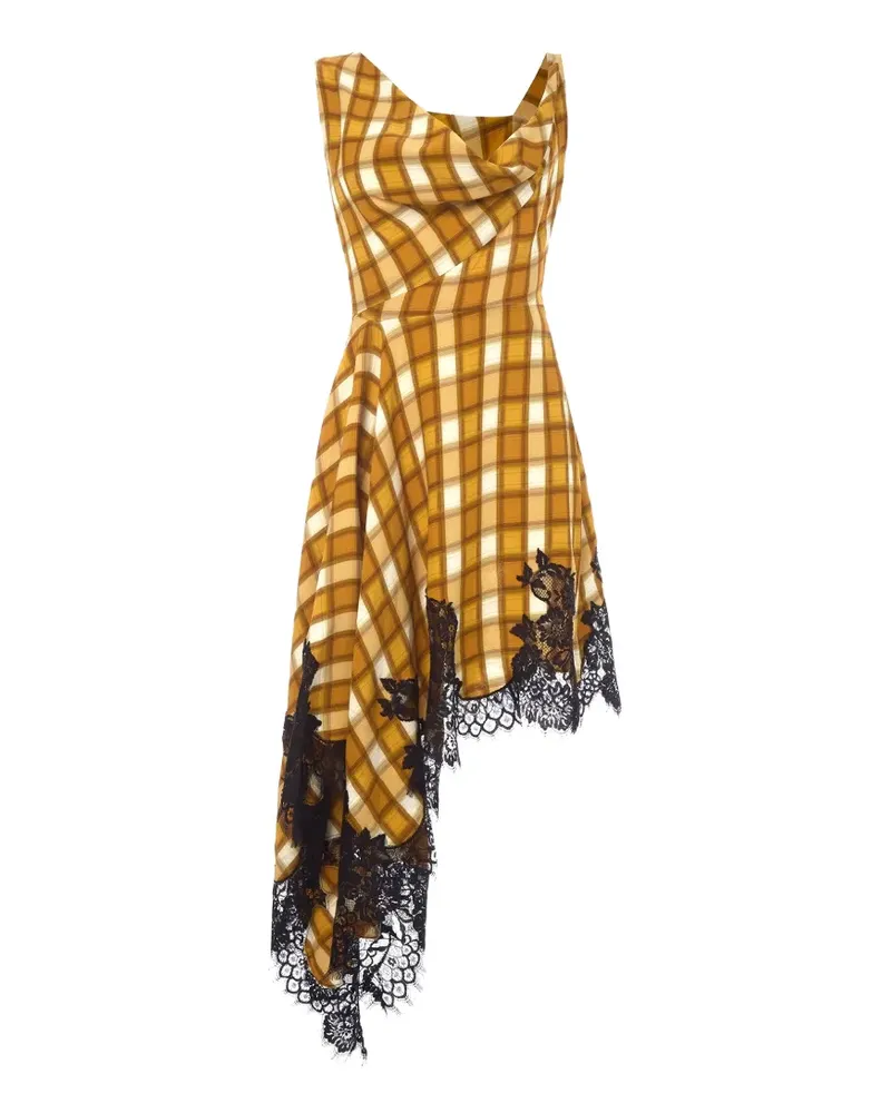 Monse Asymmetrisches Kleid mit Spitzensaum - Gelb Gelb