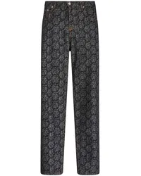 Etro Gerade Jeans mit Jacquardmuster Schwarz