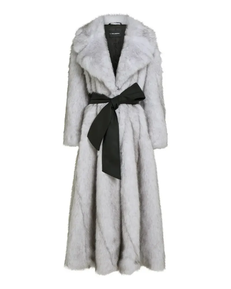 Karl Lagerfeld Langer Karl Studio Mantel aus Faux Fur - Weiß Weiß