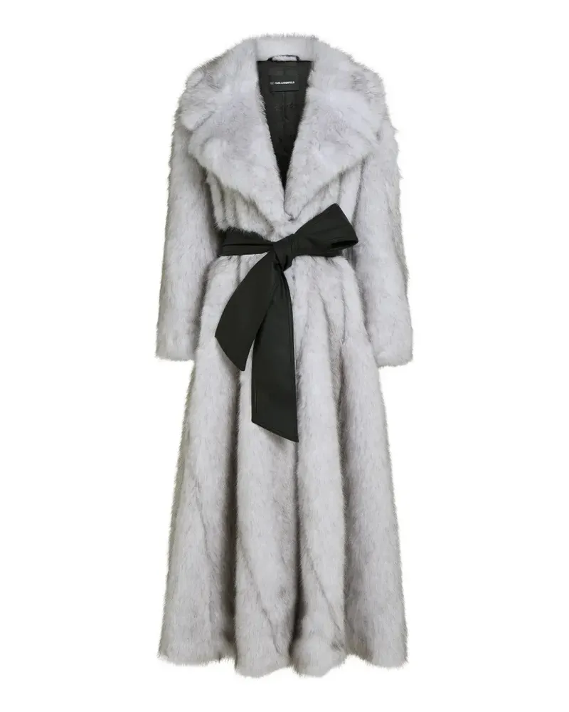 Karl Lagerfeld Langer Karl Studio Mantel aus Faux Fur - Weiß Weiß