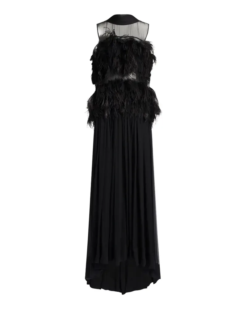 Alberta Ferretti Maxikleid mit Federn - Schwarz Schwarz