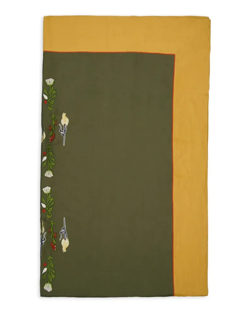 PAULA Bestickte Tischdecke - Grün Grün