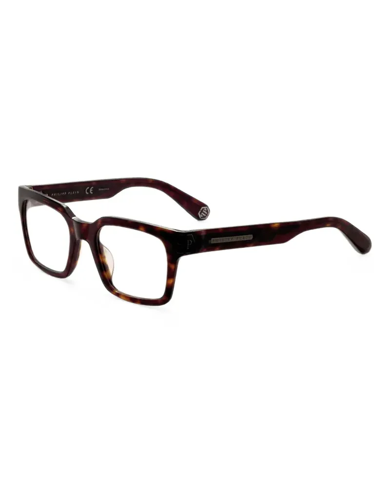 Philipp Plein tortoiseshell-effect rectangle-frame glasses - Braun Braun