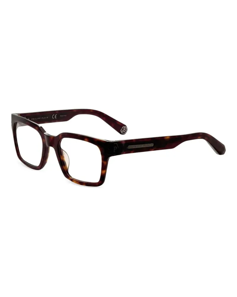 Philipp Plein Eckige Brille in Schildpattoptik - Braun Braun
