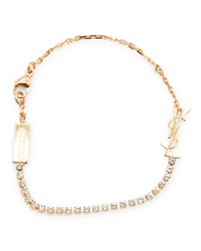 Saint Laurent Cassandre charm bracelet in metal and rhinestone - Gold Gold