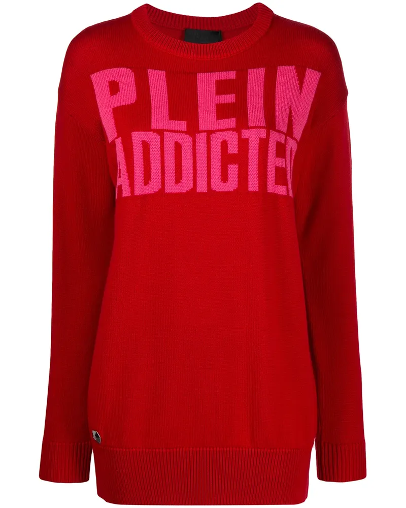 Philipp Plein Langer Pullover mit Logo-Print - Rot Rot