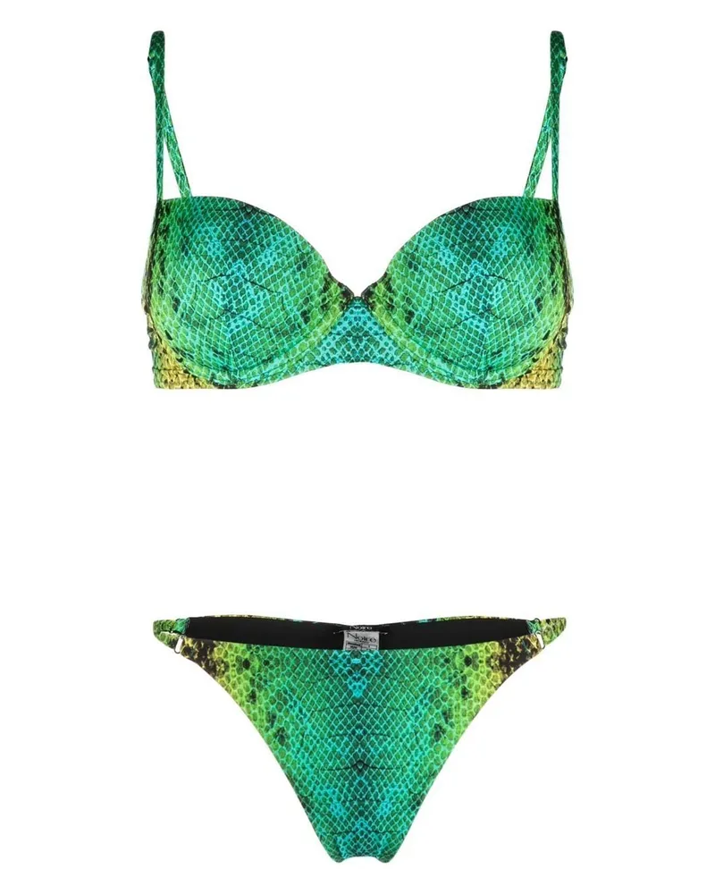 Noire Swimwear Bikini mit Schlangenleder-Print - Grün Grün