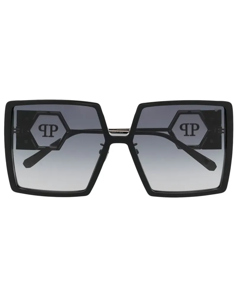 Philipp Plein Eckige Oversized-Sonnenbrille - Schwarz Schwarz