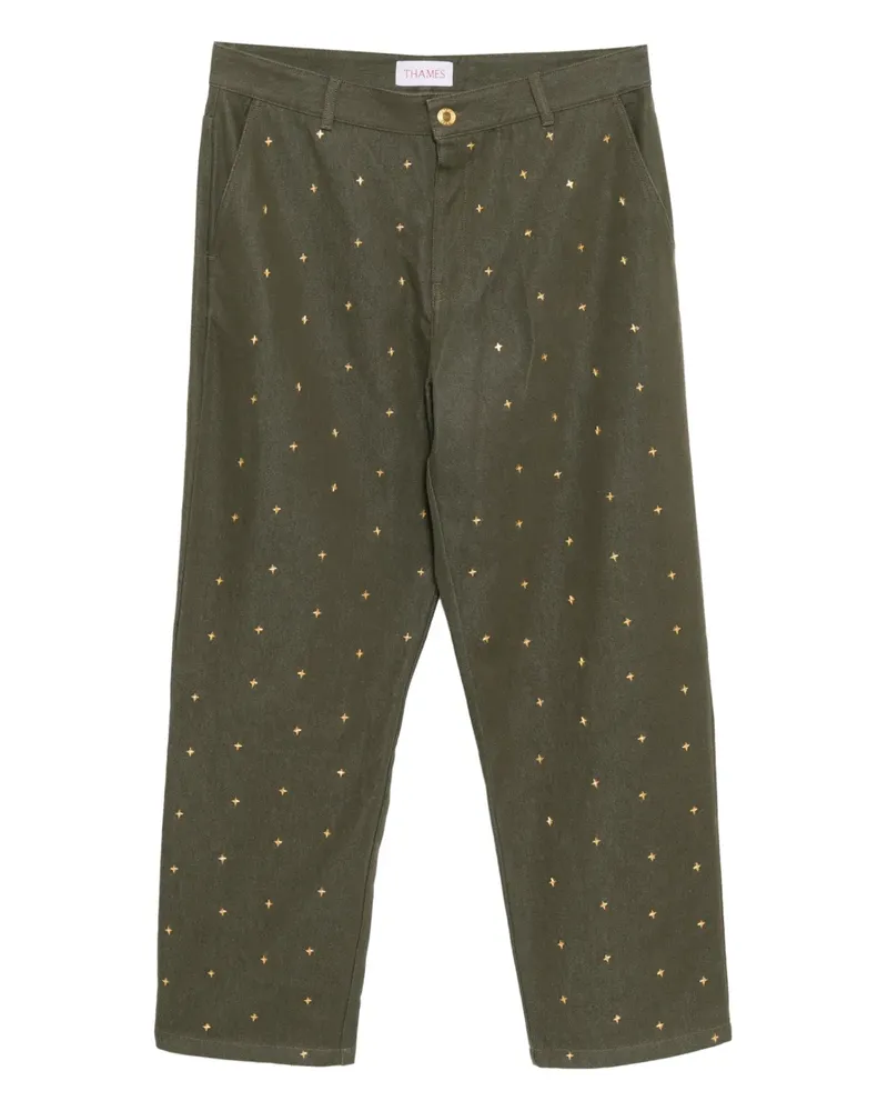 Thames MMXX. Jeans mit goldfarbenen Nieten - Grün Grün