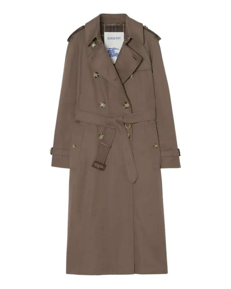 Burberry long tropical gabardine Waterloo trench coat - Braun Braun