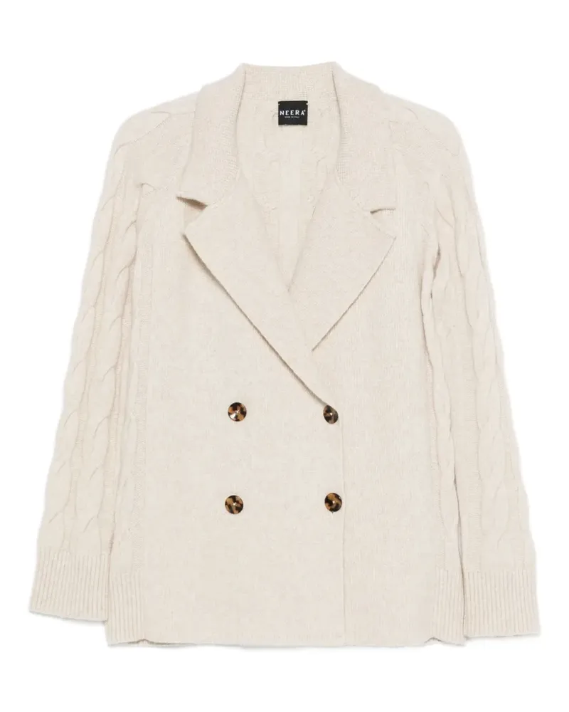 NEERA cable knit double-breasted cardigan - Nude Nude