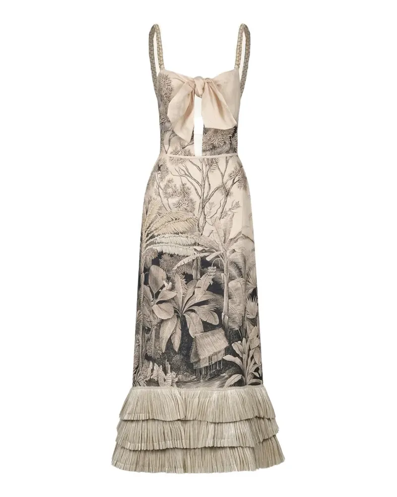 Johanna Ortiz Invictus graphic-pattern midi dress - Nude Nude