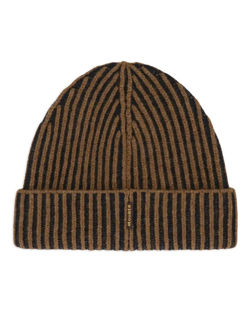 MOORER Gerippte Beanie - Braun Braun