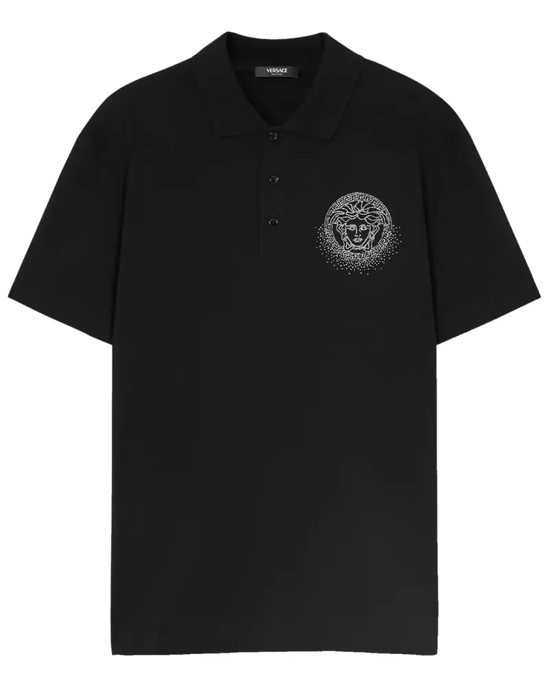 Versace Fading Medusa Poloshirt mit Kristallen - Schwarz Schwarz
