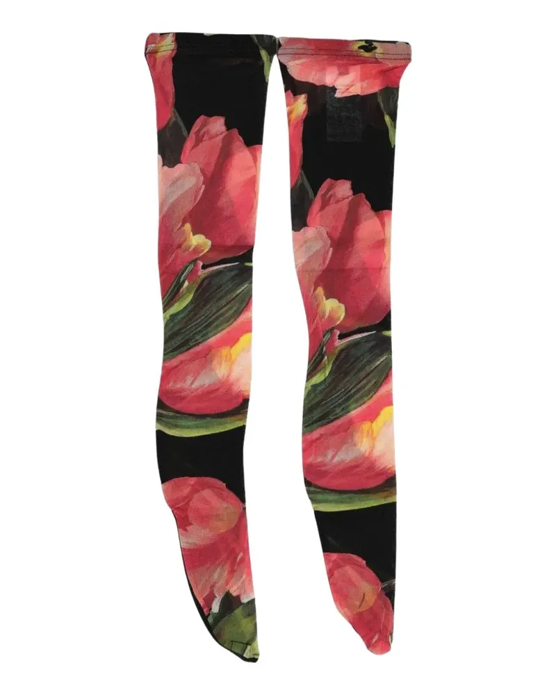 Dolce & Gabbana Strümpfe mit Tulpen-Print - Schwarz Schwarz