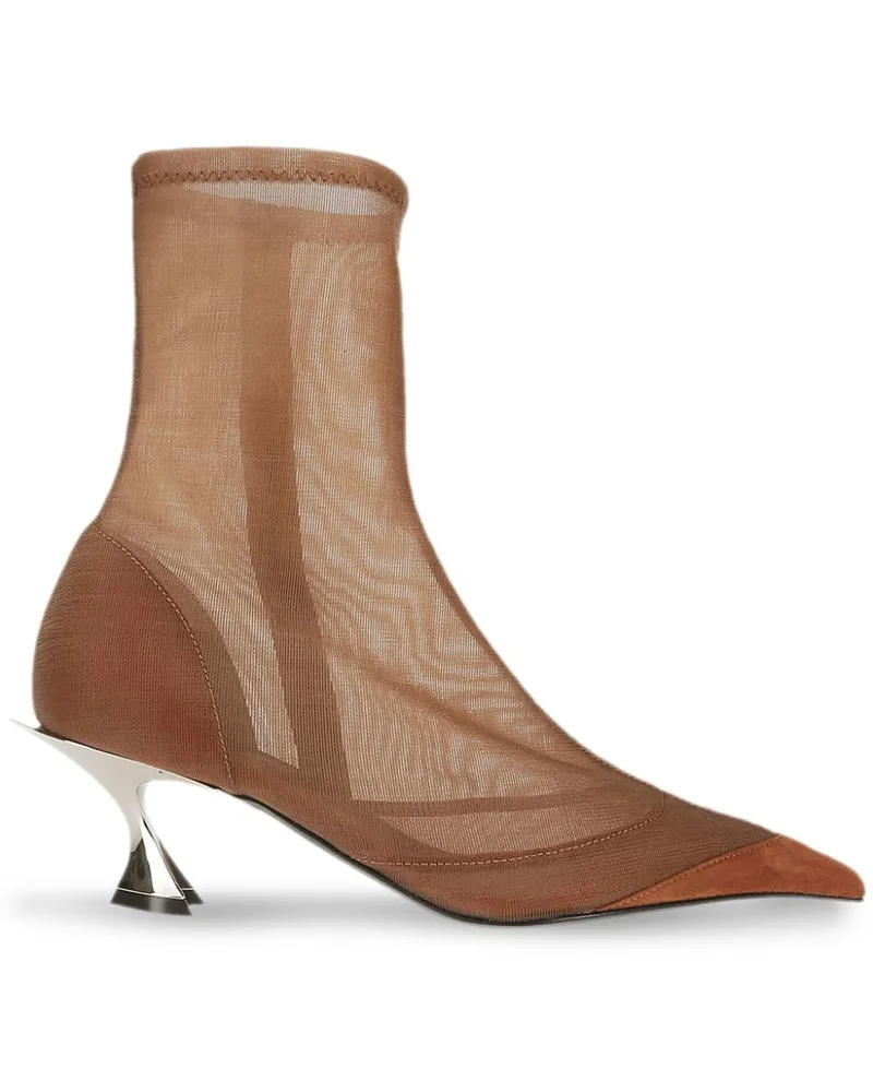 Thierry Mugler Spitze Fang Mesh-Stiefel 55mm - Braun Braun