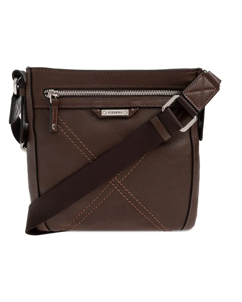 Iceberg logo-plaque shoulder bag - Braun Braun
