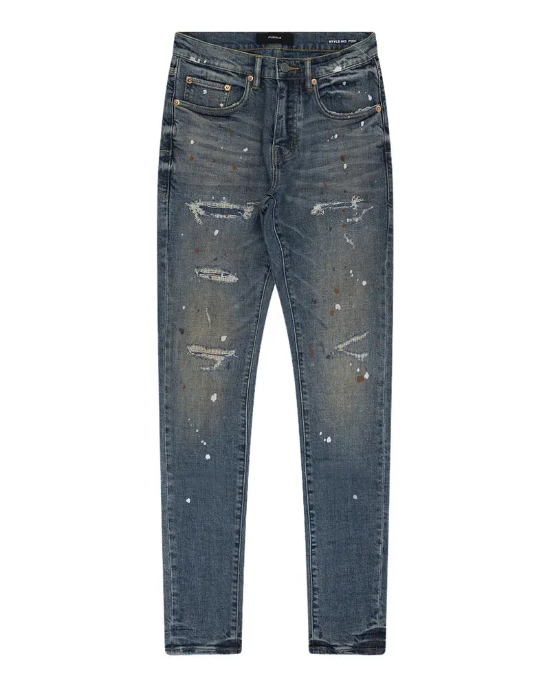 PURPLE BRAND paint-splatter distressed jeans - Blau Blau