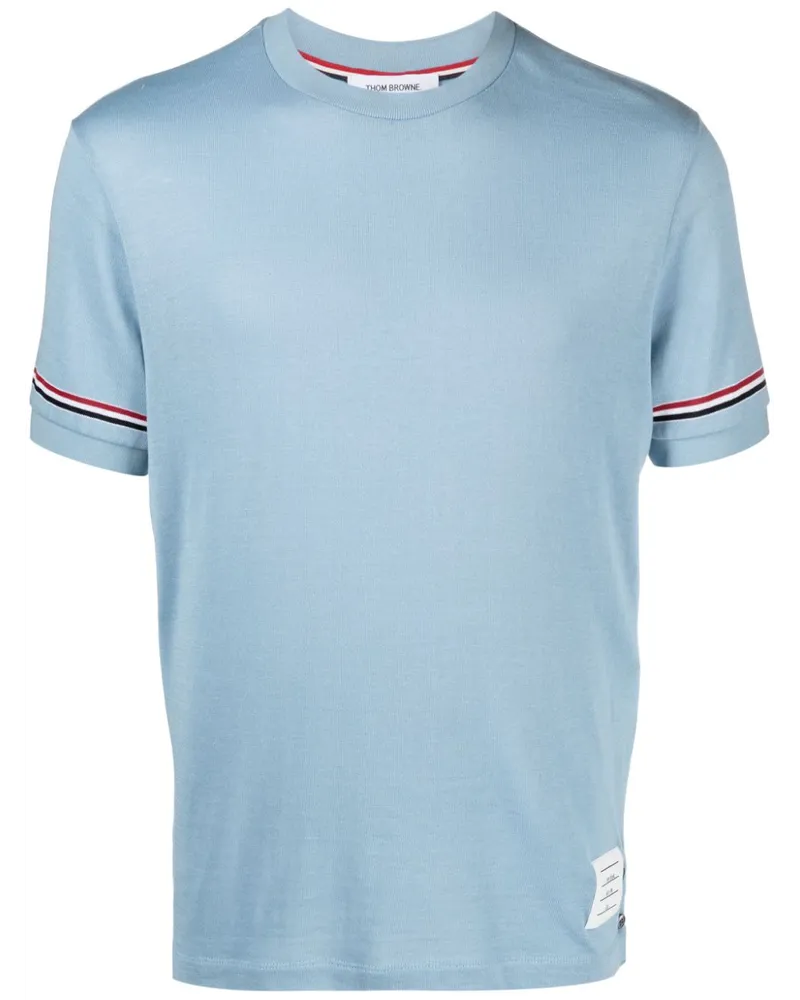 Thom Browne T-Shirt mit RWB-Streifen Blau