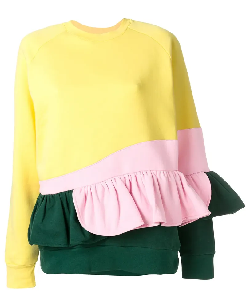 Ioana Ciolacu Gerüschtes Sweatshirt in Colour-Block-Optik - Gelb Gelb