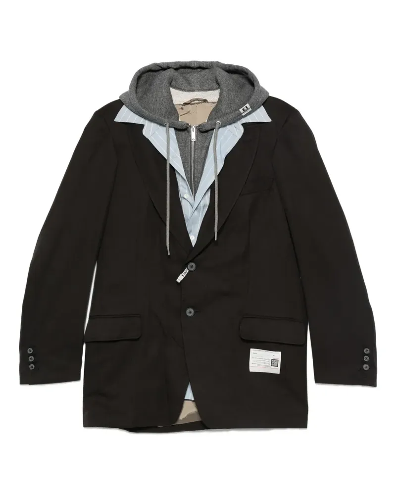 MIHARAYASUHIRO Hoodie im Layering-Look - Schwarz Schwarz